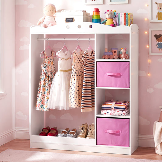 Kids Dress Up Storage With Mirror & Shelves, White Kids Storage White at Gallery Canada