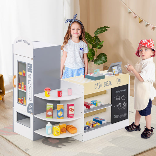 Kids Grocery Store Playset, Cash Register POS Machine, White Play Kitchen Sets White at Gallery Canada
