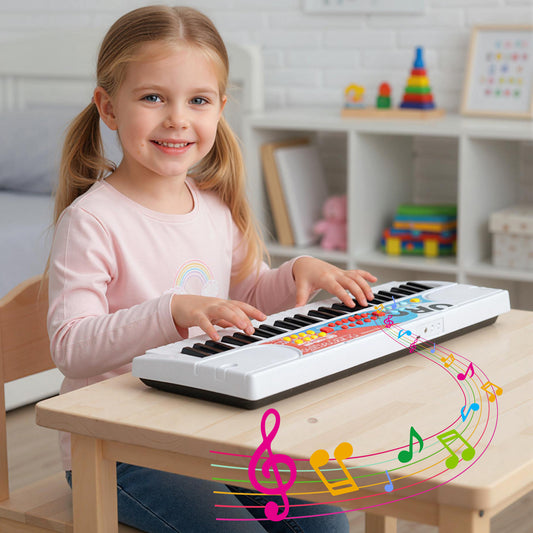 49 Keys Portable Electric Keyboard Piano, 8 Rhythms 8 Tones, White Pianos & Keyboards White at Gallery Canada