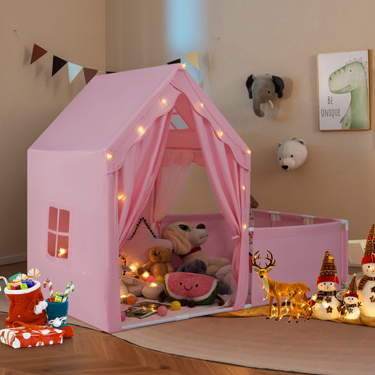 Kids Play Tent With Playpen, 2-in-1 Toddler Playhouse, Pink Play Tents & Playhouse Pink at Gallery Canada