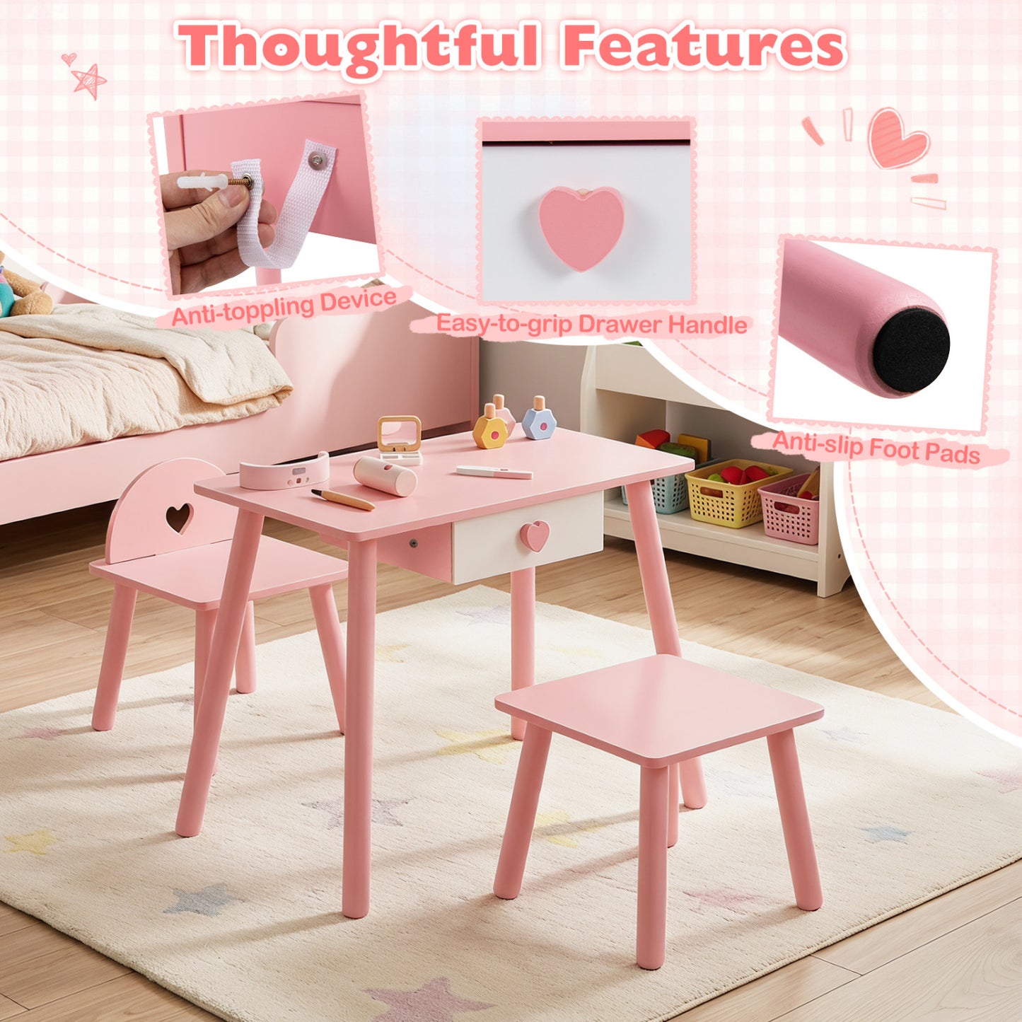 Kids Pretend Nail Salon Playset, Wooden Makeup, Pink Play Kitchen Sets at Gallery Canada