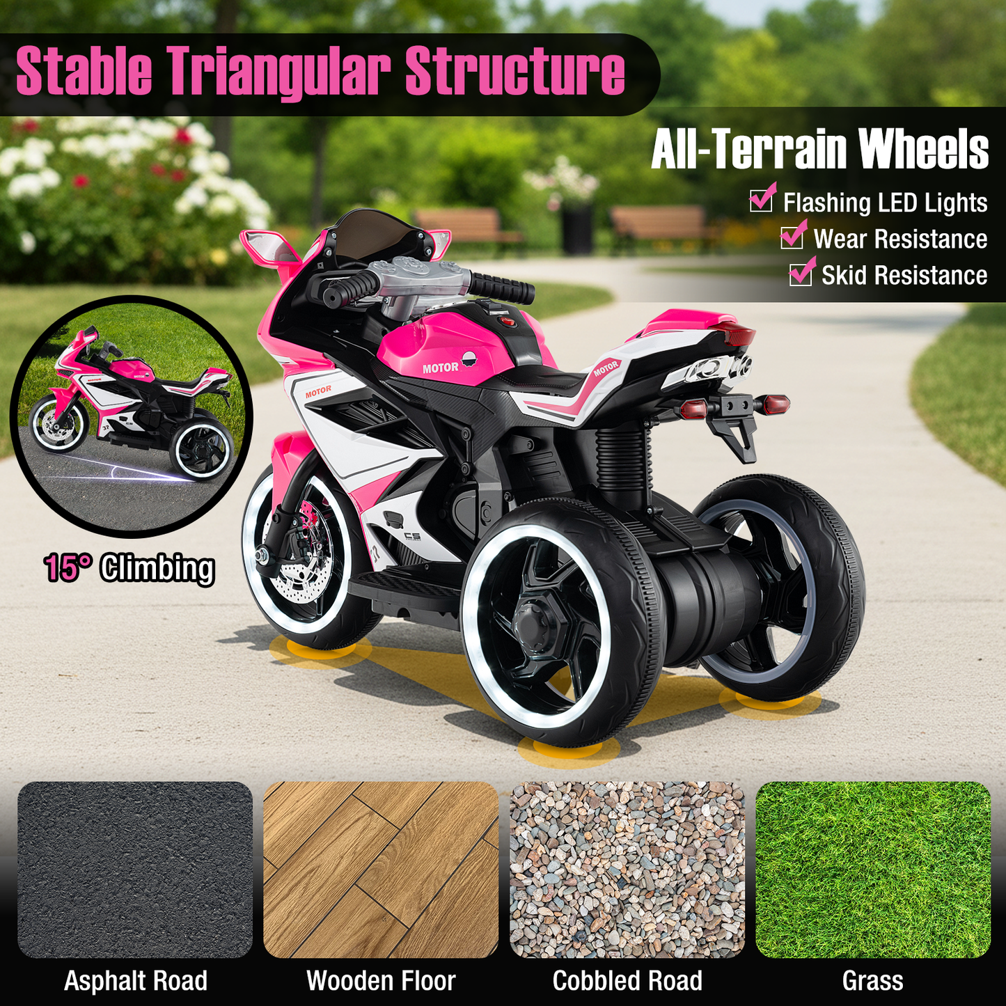 Kids Electric Motorcycle, 6V Battery Powered, Pink Powered Ride On Toys at Gallery Canada