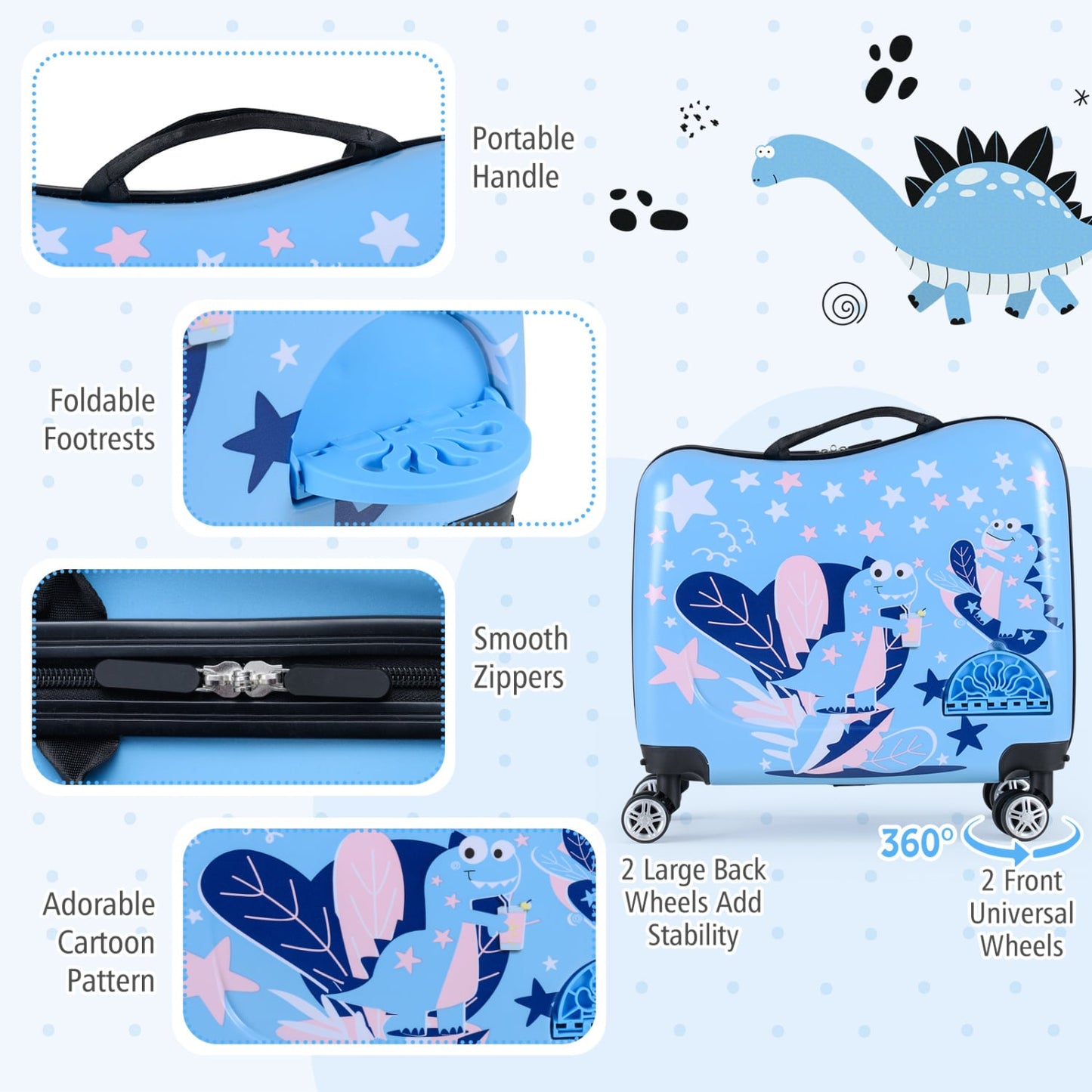 Kids Ride-On Suitcase & Backpack Set, Travel, Blue