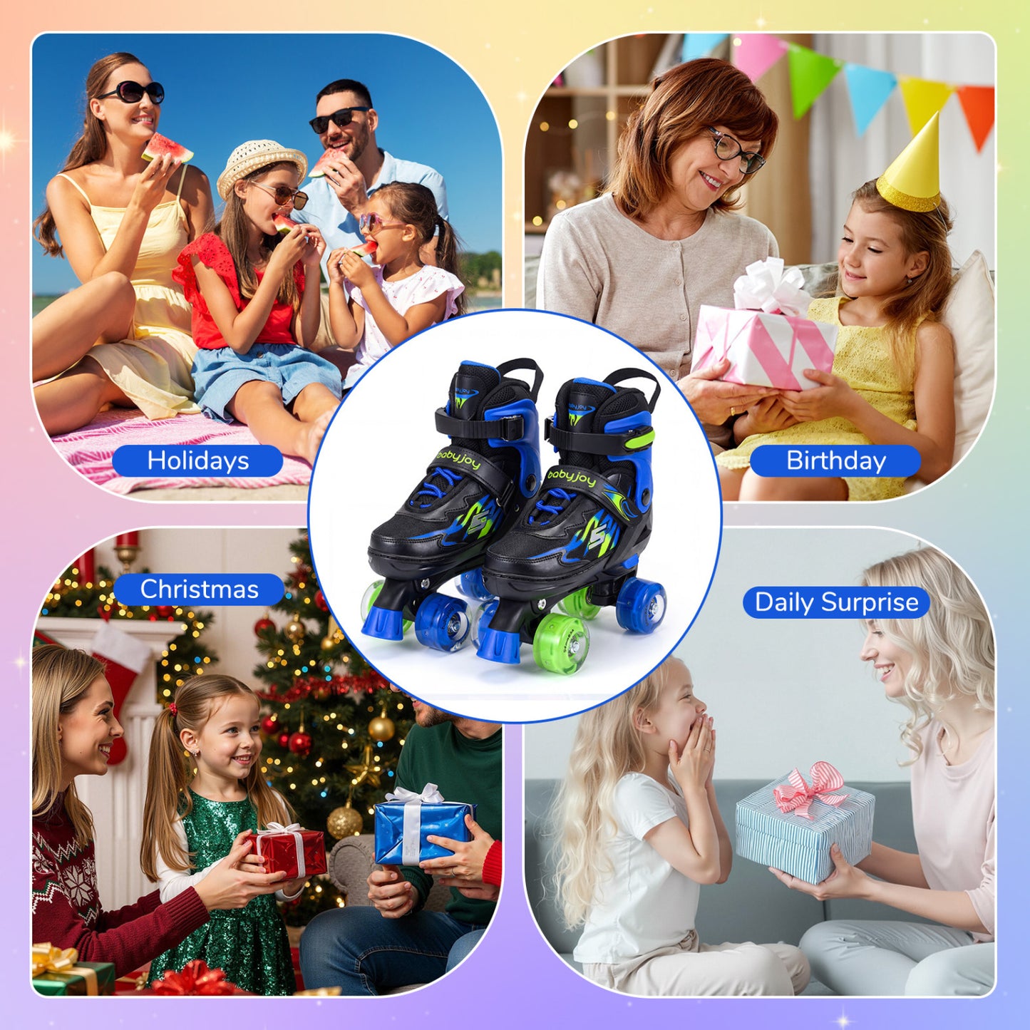 Kids Roller Skates, Adjustable Quad Skates, Light-Up Wheels, Navy Toy Sports at Gallery Canada