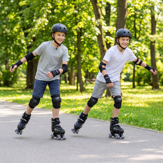 Kids Roller Skates, Adjustable Quad, Light-Up Wheels, Black Toy Sports Black at Gallery Canada