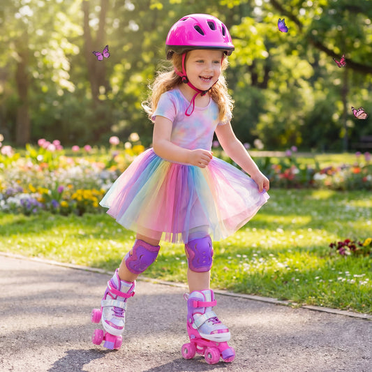 Kids Roller Skates, Ages 5-7, 4 Light-Up Wheels, Pink Toy Sports Pink at Gallery Canada