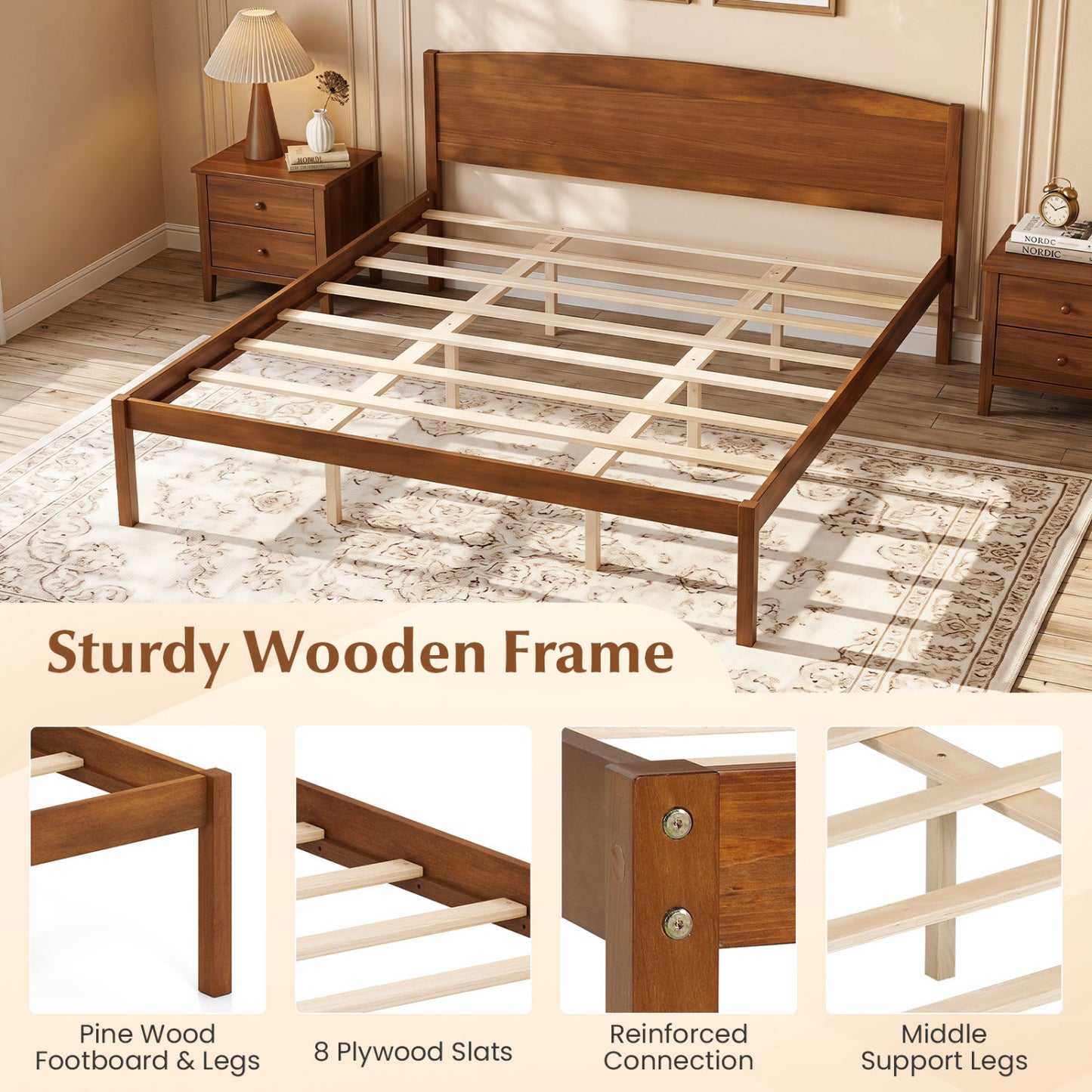 King Size Wooden Platform Bed Frame Beds & Bed Frames at Gallery Canada