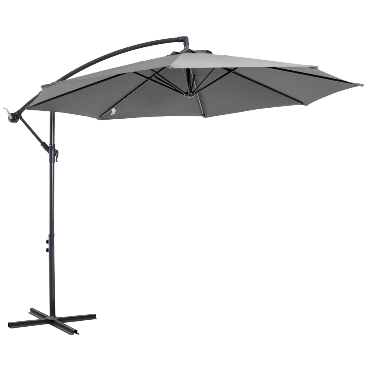 9.7ft Offset Patio Umbrella, Crank Handle, 8 Ribs, Cross Base, Cream Offset Cantilever Umbrellas at Gallery Canada