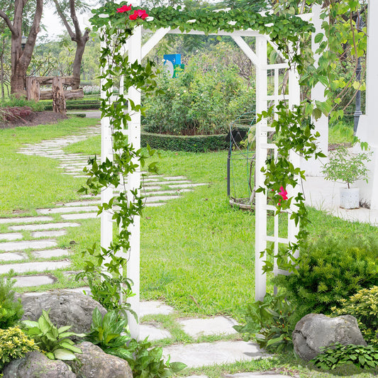 85" Wooden Garden Arbour, Outdoor Arch Trellis for Vines, White Garden Arches White at Gallery Canada