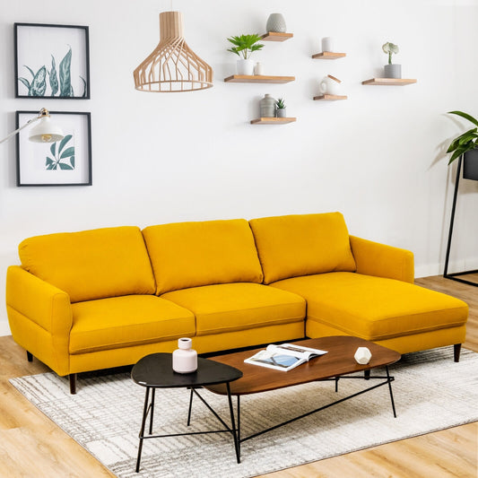 L-Shaped Fabric Sectional Sofa With Chaise Lounge, Yellow Sofas & Loveseats Yellow at Gallery Canada