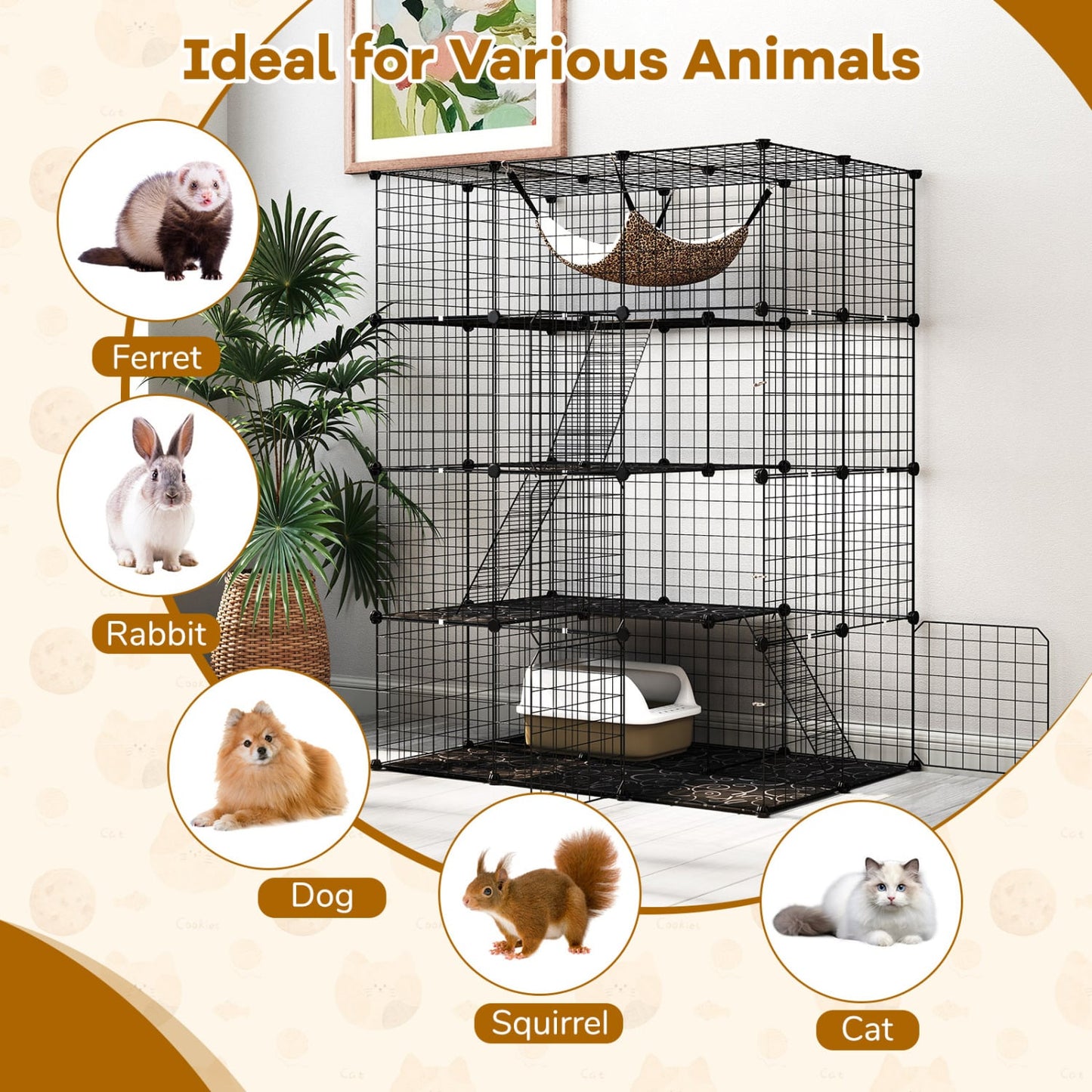 4-Tier Cat Cage with Skylight and Hammock, Black Cat Houses at Gallery Canada