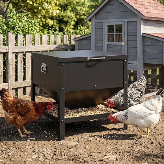 Large Capacity Chicken Feeding Box with Openable Lid, Black Chicken Coops Black at Gallery Canada
