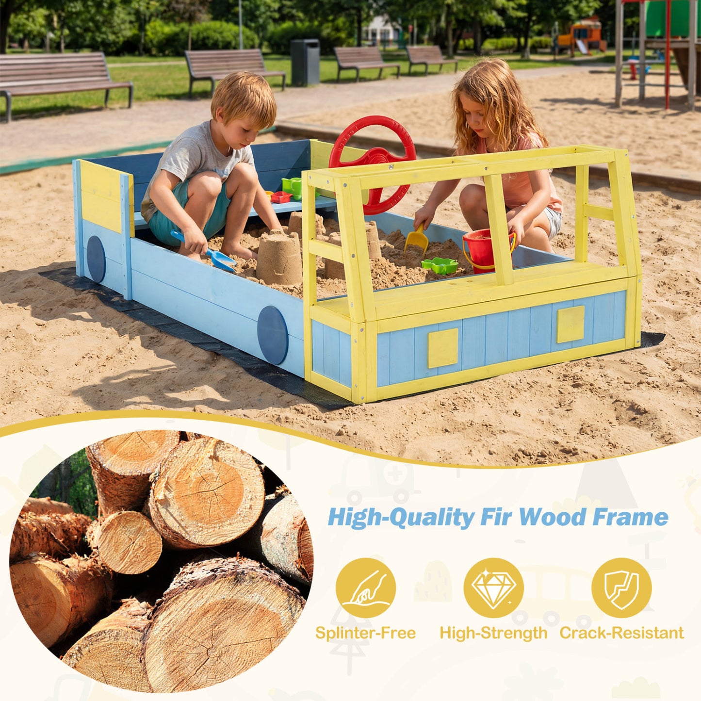Large Car Theme Sand Box, With Bottom Liner, Blue Sandboxes at Gallery Canada