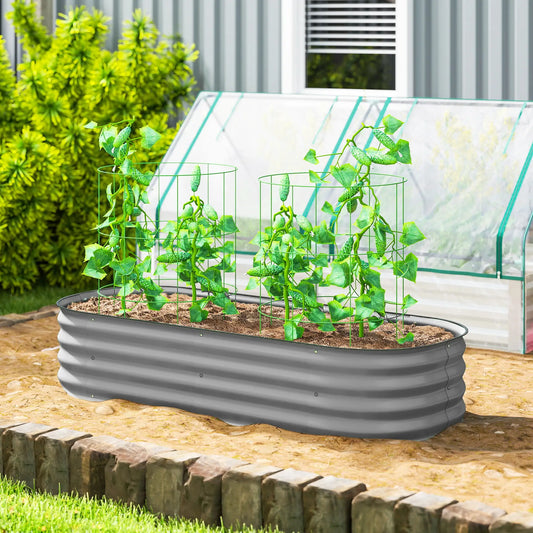 4.9 x 2 x 1ft Galvanized Raised Garden Bed, Metal Planter Box, Silver