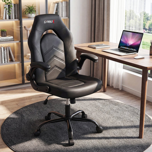 Ergonomic Leather Office Chair, Flip-Up Armrests, Black Ergonomic Chairs Black at Gallery Canada
