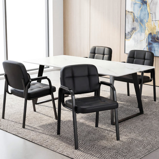 Leather Office Reception Chairs, Set of 4, Black Conference Chairs Black at Gallery Canada