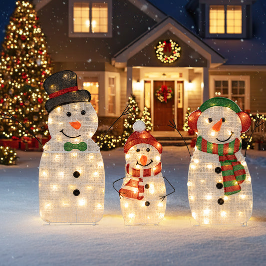 Lighted Snowman Family Christmas Decoration, 3-Piece Pre-Lit 2D Set, Multicolor Christmas Decor & Accessories Multicolor at Gallery Canada