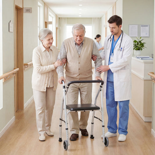 Lightweight Aluminum Walker, 2 Wheels, Adjustable Height, Padded Seat, Silver Walkers & Rollators Silver at Gallery Canada