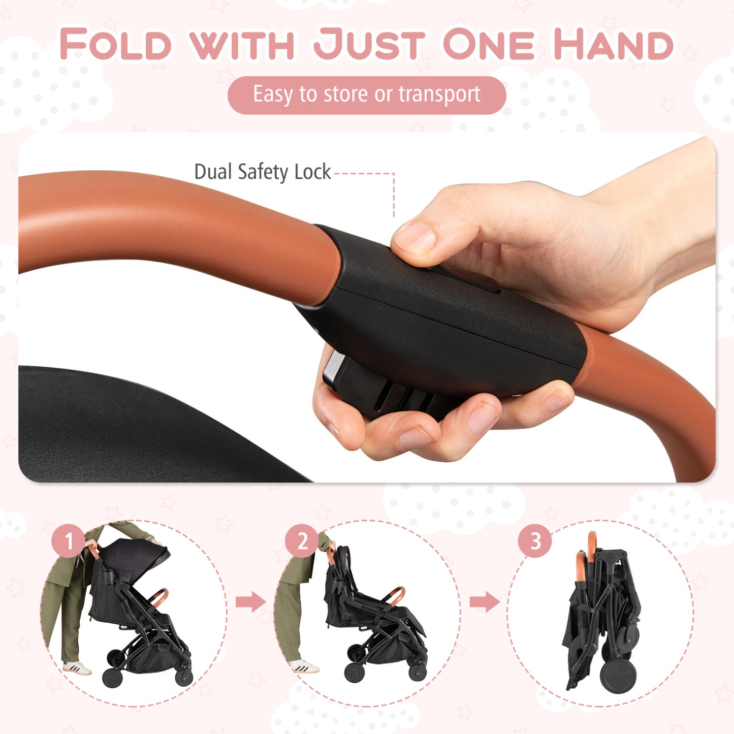 Compact Travel Stroller with One-Hand Folding, Black Baby Strollers at Gallery Canada