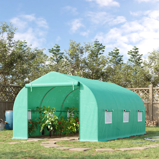 15' x 10' x 7' Walk-In Greenhouse, Steel Frame, Roll Up Door, Green Walk In Greenhouses Deep Green at Gallery Canada