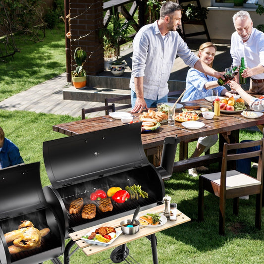 Outdoor BBQ Grill Steel Barbecue Cooker Firebox, Black Outdoor Grills Black at Gallery Canada