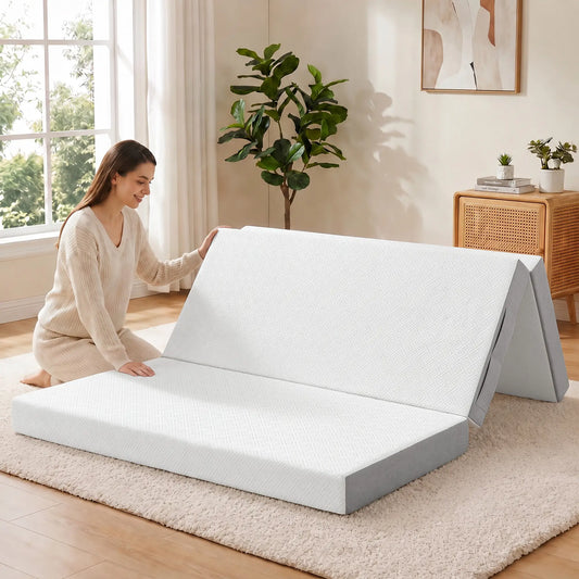 Foldable Queen Mattress, 6 Inch Tri Fold Memory Foam, Washable Cover Mattresses Multi Colour at Gallery Canada