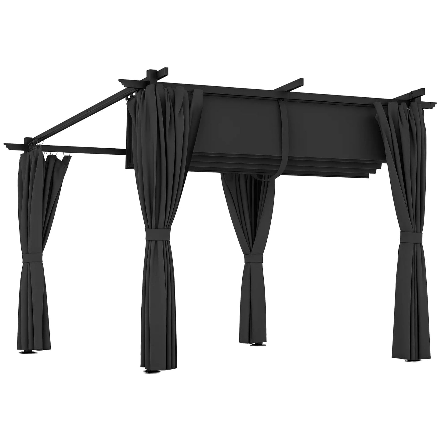 8' x 8.5' Metal Retractable Pergola Canopy With Sidewalls, Outdoor Gazebo Sun Shade Shelter Pergolas at Gallery Canada