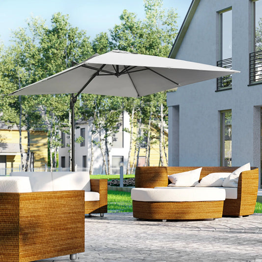 9ft Square Cantilever Patio Umbrella, Cross Base, Crank Handle, Light Grey Offset Cantilever Umbrellas Light Grey at Gallery Canada