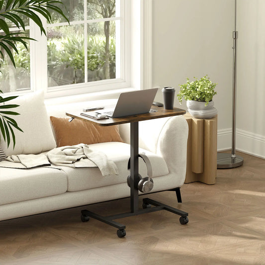 Height Adjustable Standing Desk, Pneumatic Sit Stand Desk, Rustic Brown Office Desks & Work Stations Rustic Brown, Black at Gallery Canada