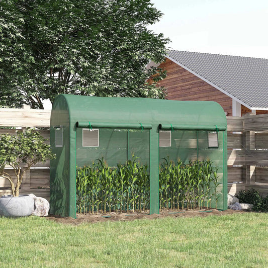 Outdoor Garden Greenhouse, Steel Tent, 2 Doors, 4 Windows, 9.8'x3.3'x6.6', Green Portable Greenhouses Green at Gallery Canada