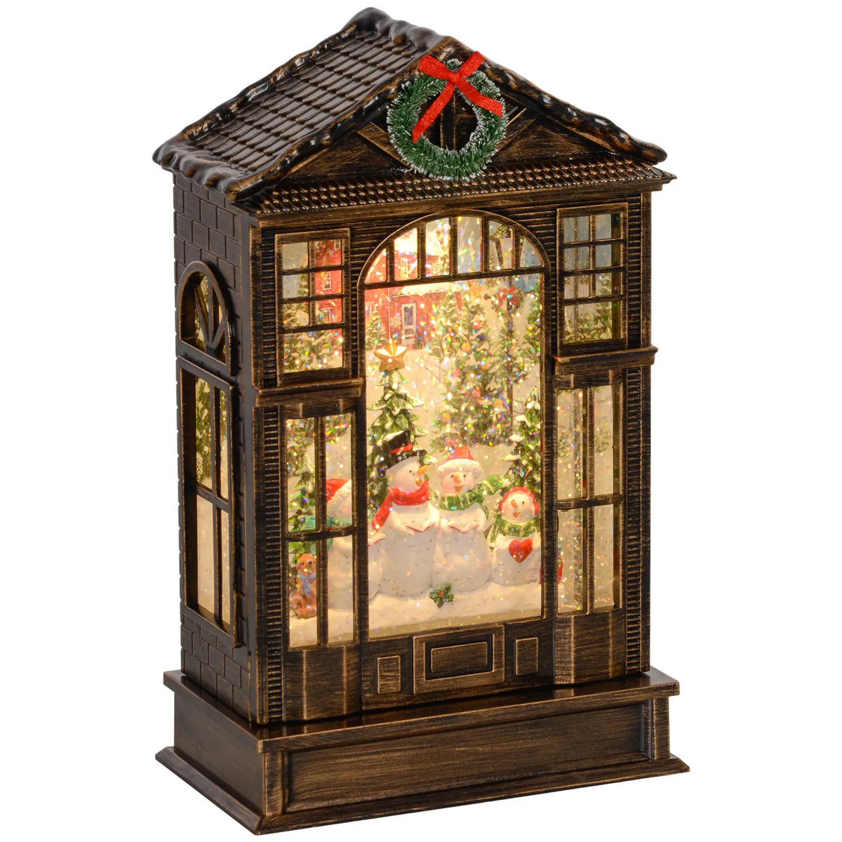 Musical Snow Globe with Lights, Christmas Lantern, Swirling Glitter, Bronze Christmas Village Houses at Gallery Canada