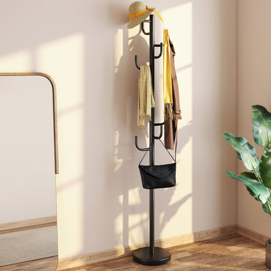 Metal Coat Rack Stand, 8 Sturdy Hooks, Metal Base, Black Coat Racks & Hall Trees Black at Gallery Canada