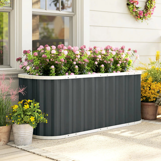 Galvanized Raised Garden Bed, Deep Rot Planter Box, 5' x 2' x 2', Dark Grey Galvanized Planter Boxes Dark Grey at Gallery Canada