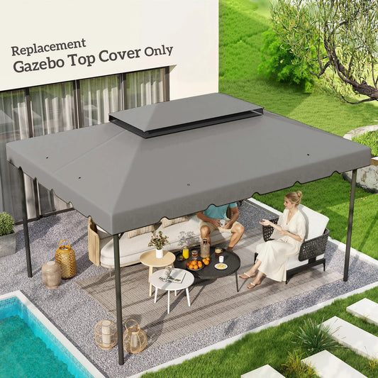 13' x 10' Gazebo Replacement Canopy, Double Vented Roof, Grey