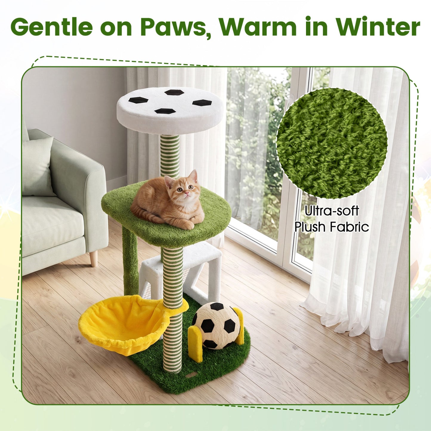 Multi-Level Cat Tower With Perches, Green Cat Trees Condos & Scratchers at Gallery Canada