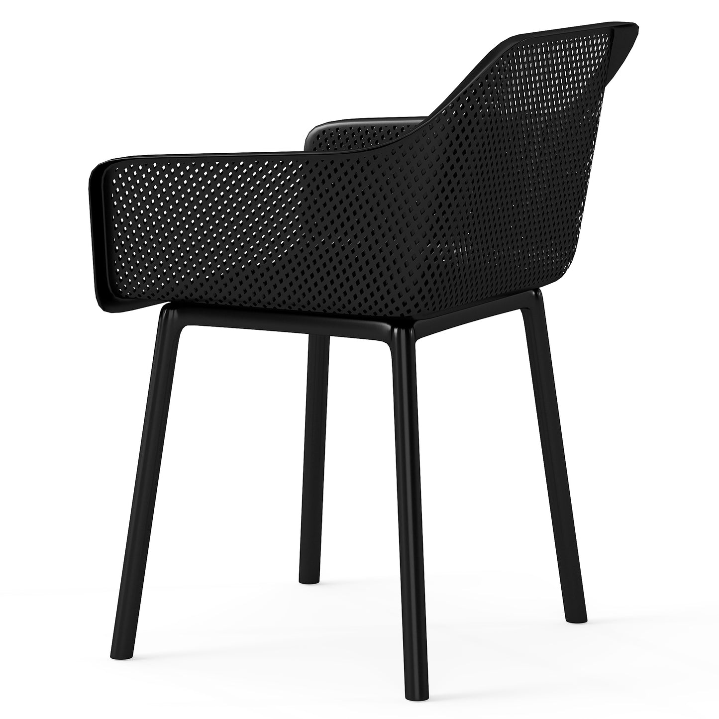 Plastic Dining Chairs Set Of 2, Kitchen Armchairs, Breathable Mesh Back, Black Dining Chairs at Gallery Canada