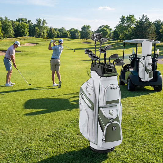 Molded Lock Top Golf Cart Bag, 14-Way Dividers, 11 Pockets, Green Golf Green at Gallery Canada