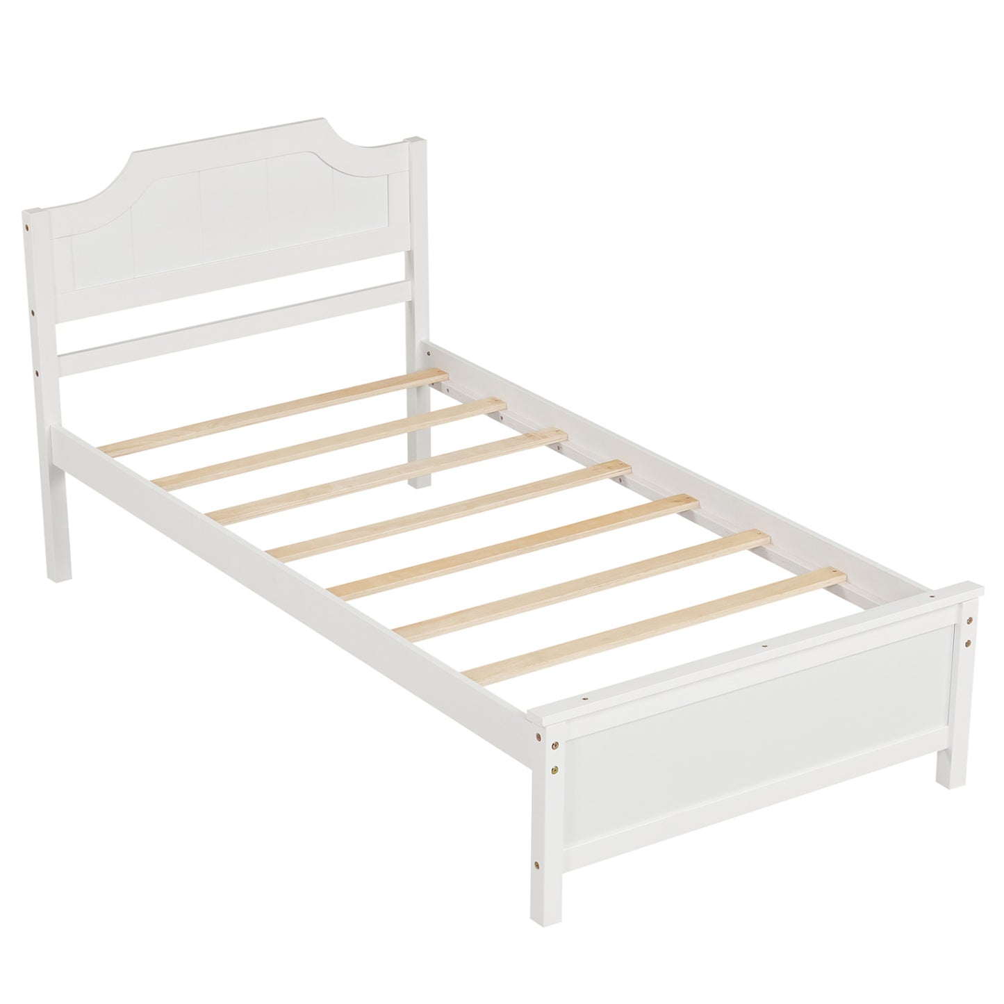 Solid Wood Platform Bed Frame With Headboard, Twin Size, White Beds & Bed Frames Twin at Gallery Canada
