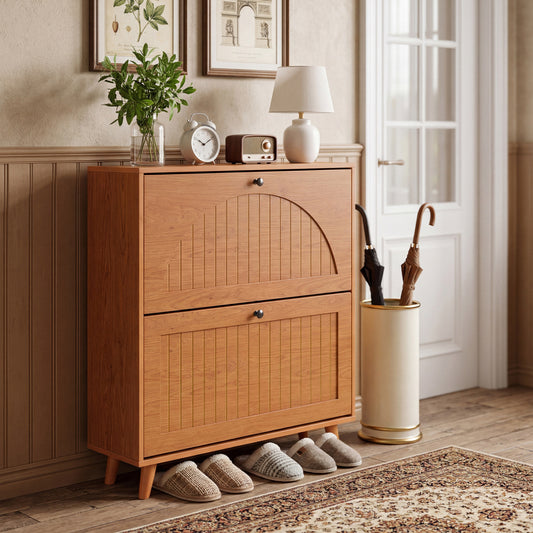 Narrow Shoe Cabinet with Adjustable Shelves, Oak Shoe Racks & Storage Benches Oak at Gallery Canada