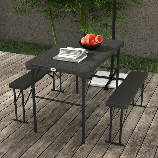 Folding Picnic Table With 2 Benches, 3-Piece Set, Dark Grey Bistro Sets Dark Grey, Black at Gallery Canada
