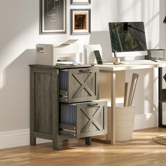 Vertical 2-Drawer Filing Cabinet, Rustic Farmhouse, Letter Size, Grey Wash Office Cabinets & Cupboards Grey Wash at Gallery Canada