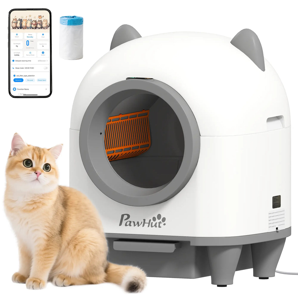 Automatic Cat Litter Box, App Control, Odor Isolation, Safety Protection Cat Litter Box Enclosures at Gallery Canada