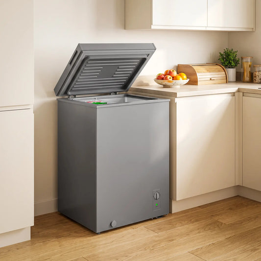3.5 Cu.Ft Chest Freezer, 7-Setting Thermostat, Wire Basket, Grey Small Kitchen Appliances Grey at Gallery Canada
