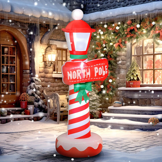 6FT Inflatable Lighthouse Christmas Decoration With LED Lights Christmas Inflatables Red, White, Green at Gallery Canada