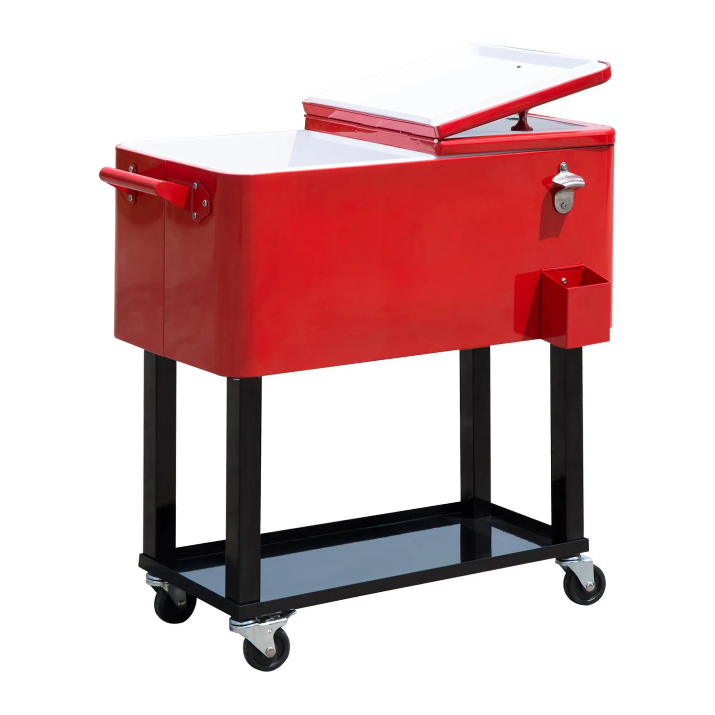 80 Quart Rolling Cooler Cart, Portable Ice Bin, Outdoor Party, Red Cooler Boxes at Gallery Canada