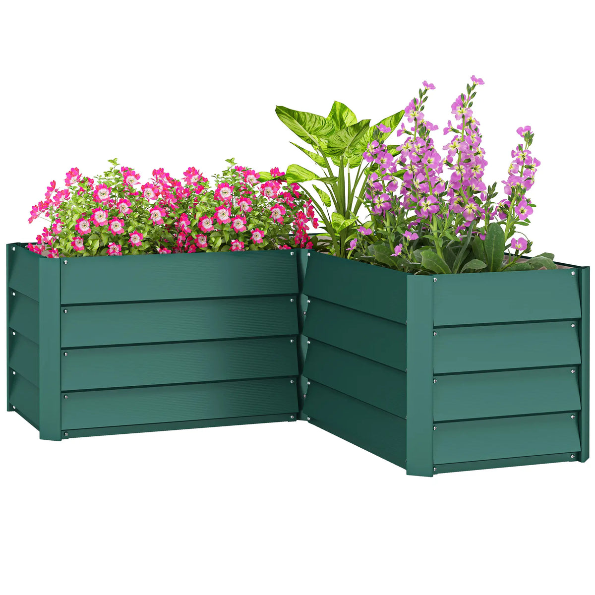 45" x 45" x 17" L-Shaped Galvanized Steel Raised Garden Bed Raised Garden Beds at Gallery Canada