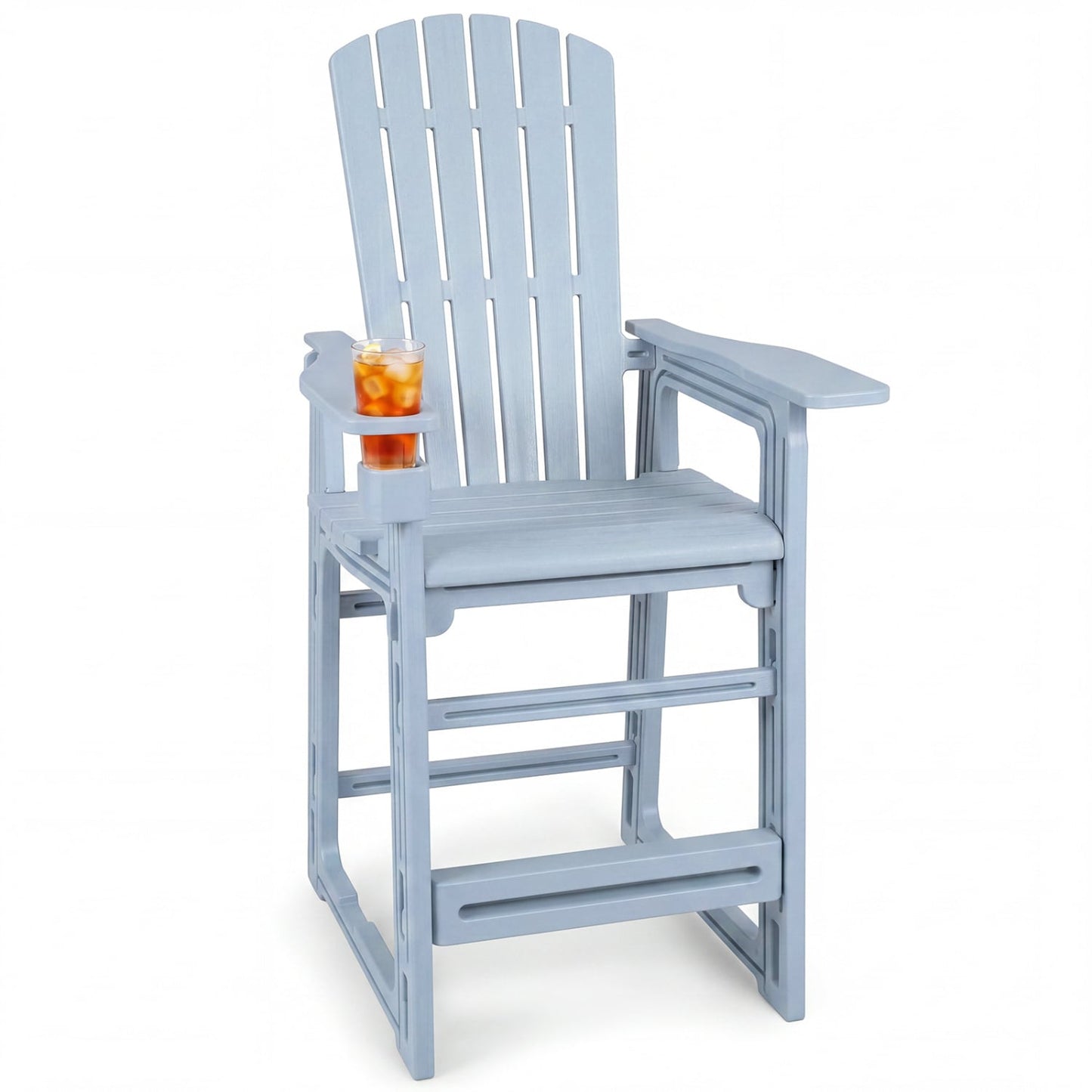 Outdoor 29" Bar Stool With Backrest & Armrests, Gray Patio Bar Furniture Gray at Gallery Canada
