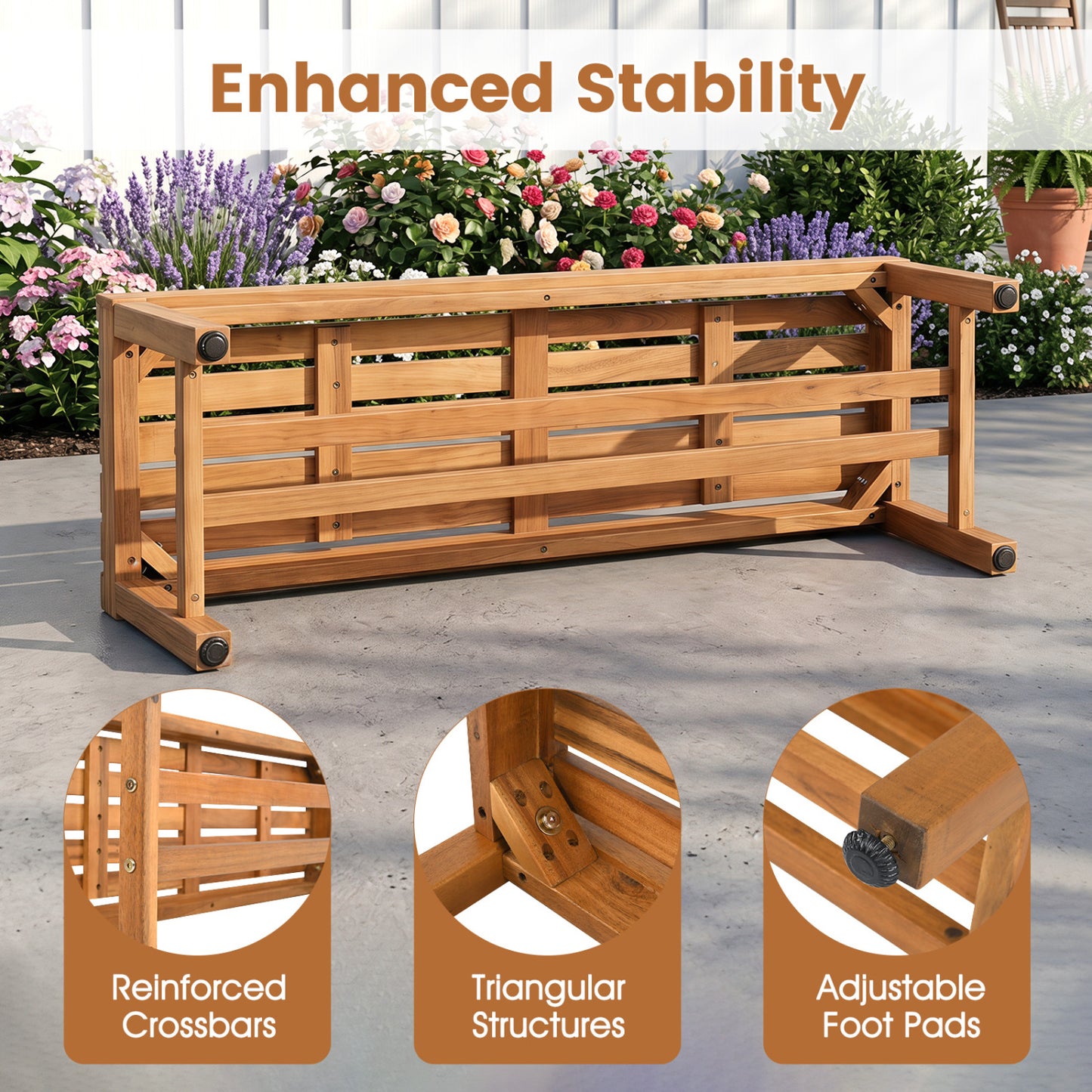 Outdoor Acacia Wood Patio Bench For 2, Slatted Seat Outdoor Benches at Gallery Canada