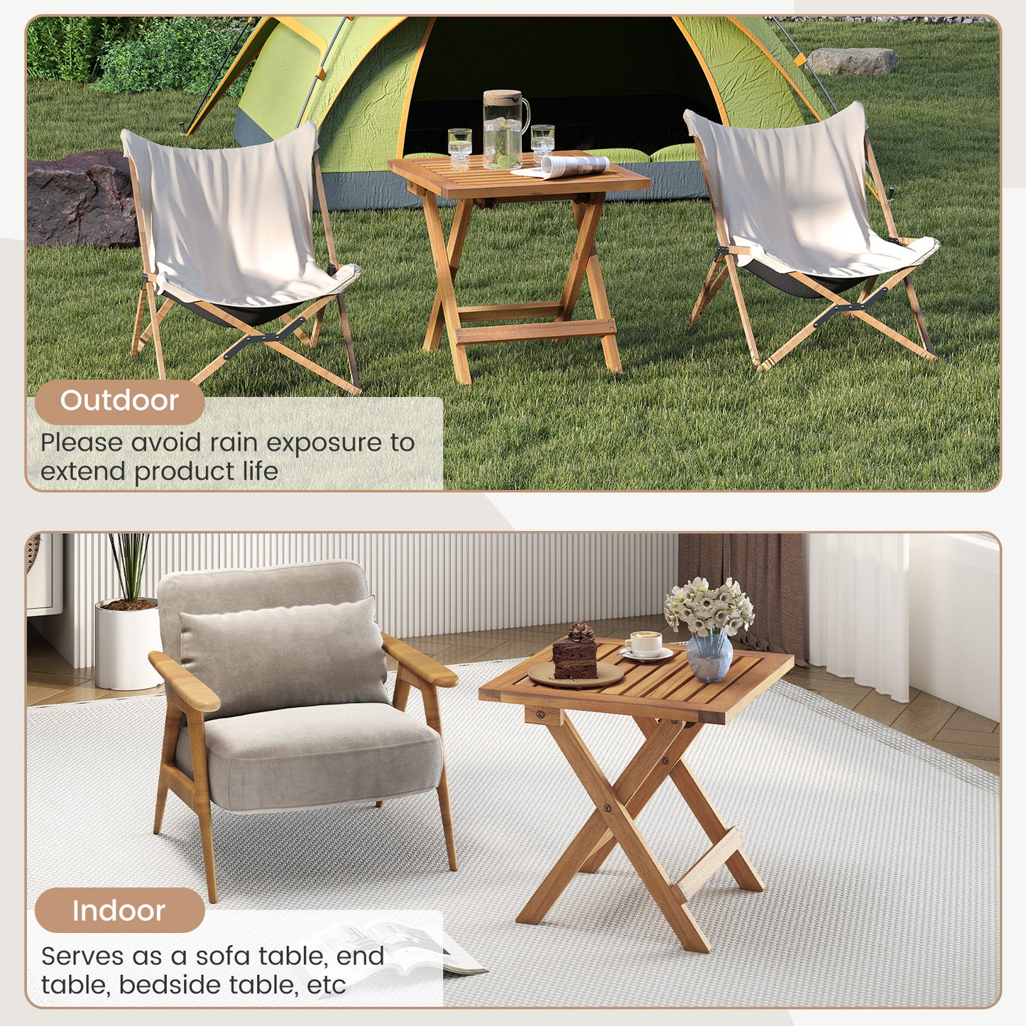 Outdoor Folding Side Table, Small Space Garden Table Patio Coffee Tables at Gallery Canada