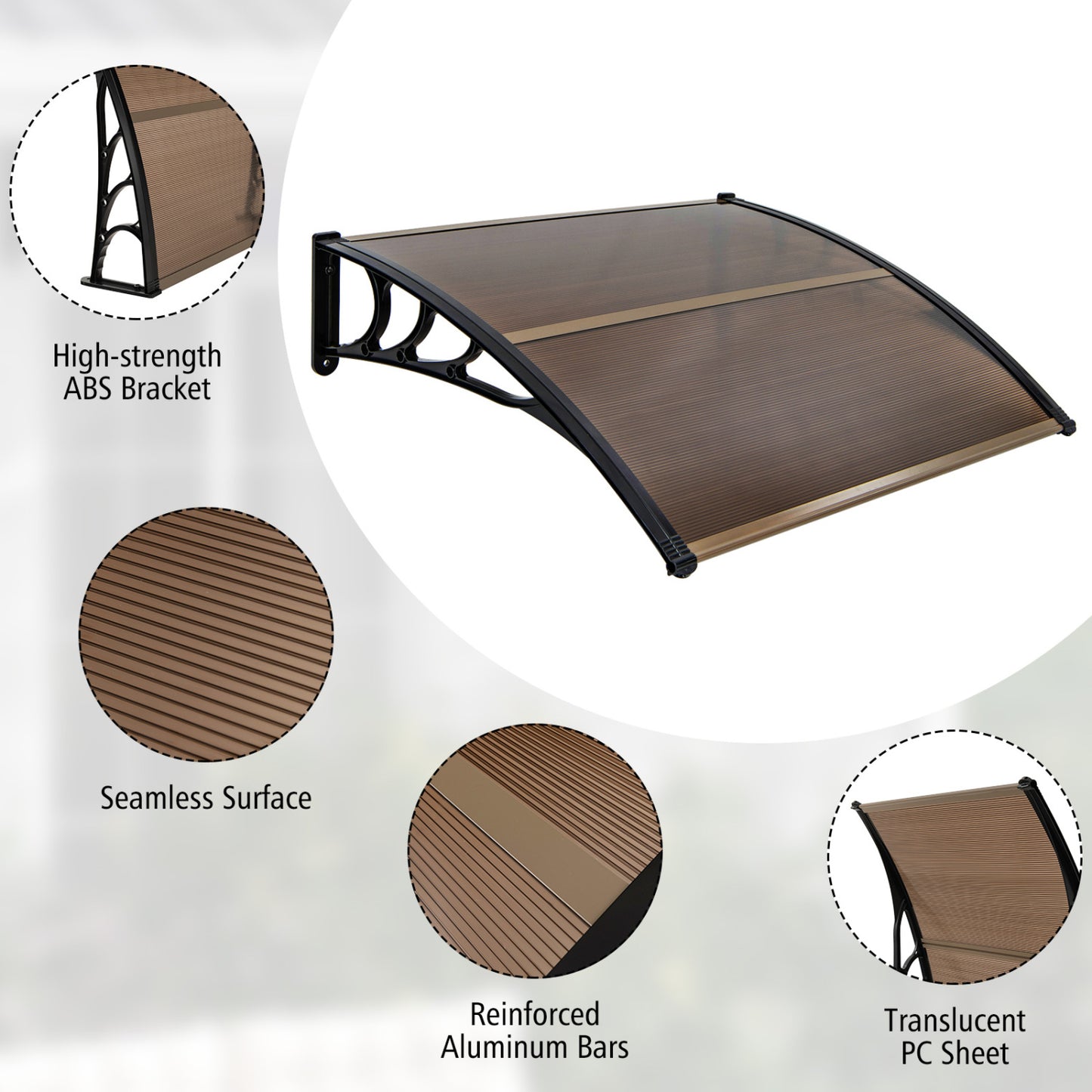 Outdoor Front Door Patio Overhang Awning, 48 x 40 Inch, Brown Outdoor Shades at Gallery Canada